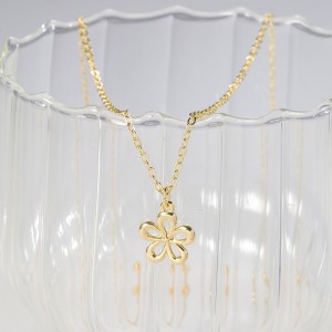 Hongde Golden Bloom Necklace 2-------14K Gold Plated Necklace for Women - Dainty Flower, Leaf, Bead, Tree, Bee, Sun, Bar, Infinity, Star, Arrow, Teardrop, Butterfly Pendant Necklaces, Simple Jewelry