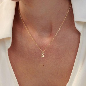 Hongde 14K Gold Plated A-Z Initial Necklace  Initial Necklaces for Women - 14k Gold Plated Dainty Letter Necklace Simple Alphabet A-Z Necklace Personalized Monogram Name Necklace for Women Jewelry